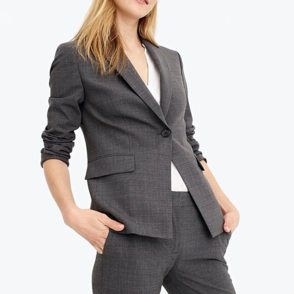 J. Crew Single Button Blazer in Everyday Wool Heather Grey size 24 NWT - Picture 3 of 10